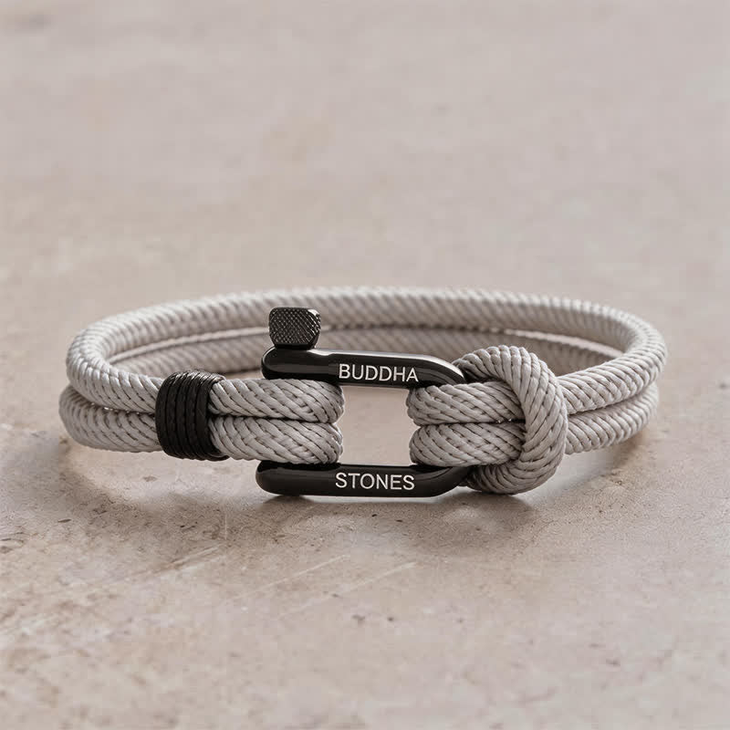 Buddha Stones Titanium Steel Shackle Rope Strengthen Bracelet - Gray Rope Black Buckle - Wrist Circumference:7.9–8.2 in (20–21 cm) - image 10