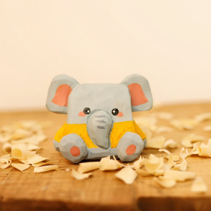 Buddha Stones Basswood Cute Animal Hand-Carved Desk Decoration - image 9