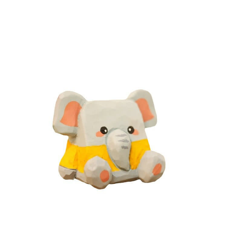 Buddha Stones Basswood Cute Animal Hand-Carved Desk Decoration - image 10