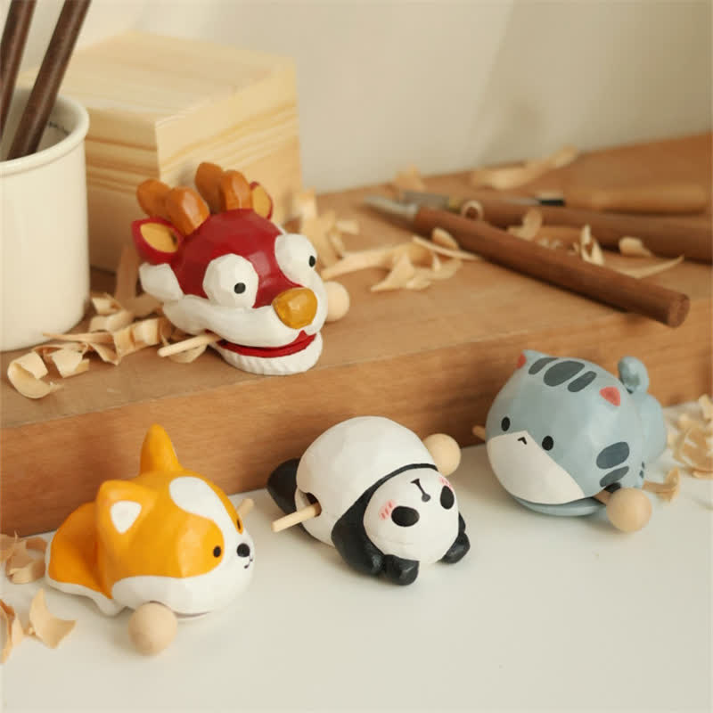 Buddha Stones Basswood Cat Strength Hand-Carved Cute Animal Decor - image 7