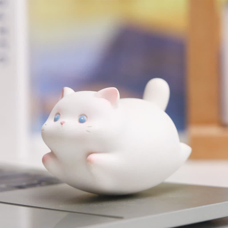 Buddha Stones Resin Cute Wobble Cat Happiness Cartoon Animal Decor - White Cat - Resin (Protection ♥ Stability Energy) - image 6