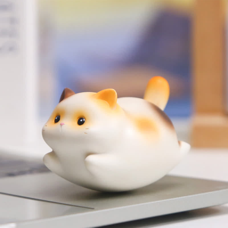 Buddha Stones Resin Cute Wobble Cat Happiness Cartoon Animal Decor - Calico Cat - Resin (Protection ♥ Stability Energy) - image 0