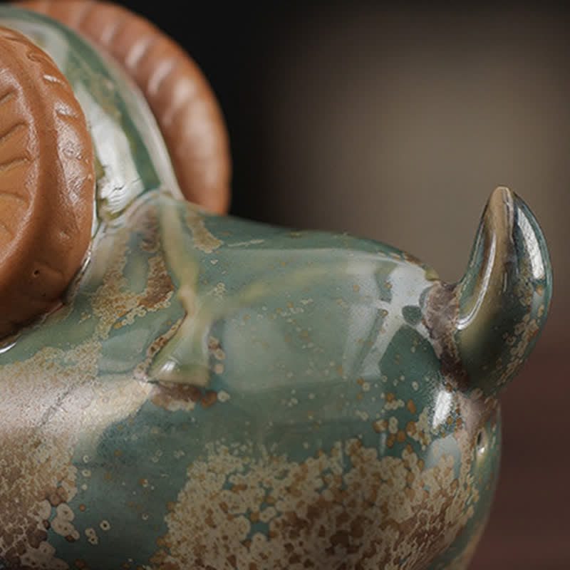 Buddha Stones Kiln-Change Glaze Ceramic Chinese Zodiac Ram Prosperity Cute Animal Decor - image 13