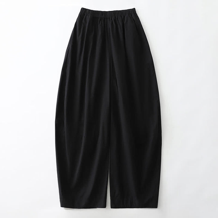 Buddha Stones Summer Casual Minimalist Solid Cropped Pants Women's Harem Pants With Pockets - Black - US12, UK/AU16, EU44 (2XL) - image 6
