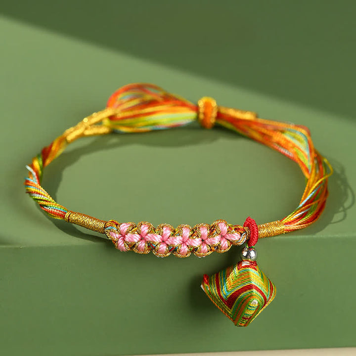 Buddha Stones Multiple Colorful String Zongzi Peach Blossoms Connection Bracelet - Zongzi - image 1