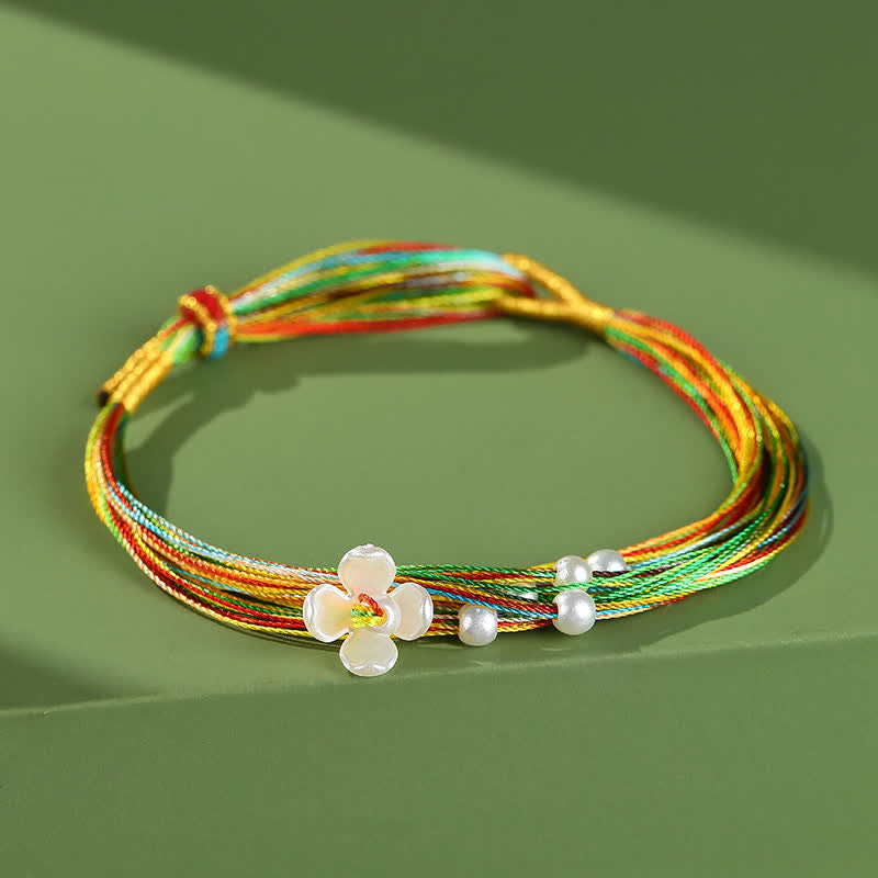 Buddha Stones Multiple Colorful String Zongzi Peach Blossoms Connection Bracelet - Peach Blossoms - image 0