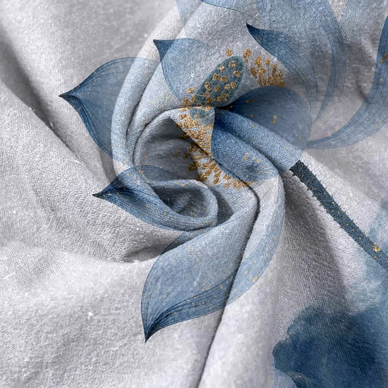 Buddha Stones Pure Cotton Lotus Ink Pattern Women's Elastic Waist Pants With Pockets - image 2