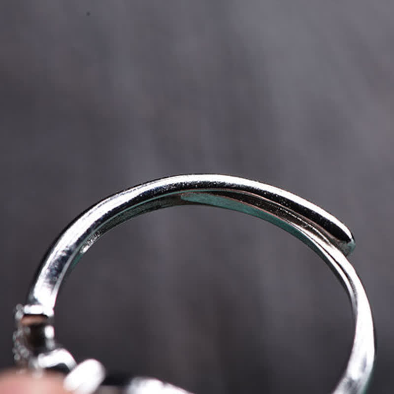 Buddha Stones Small Leaf Red Sandalwood Cat Longevity Adjustable Ring - image 11