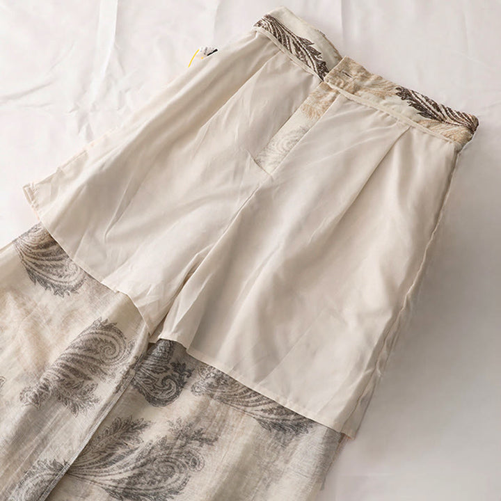 Buddha Stones Summer Boho Casual Paisley Zipper Design Ankle Women's Straight Leg Pants With Pockets - image 7
