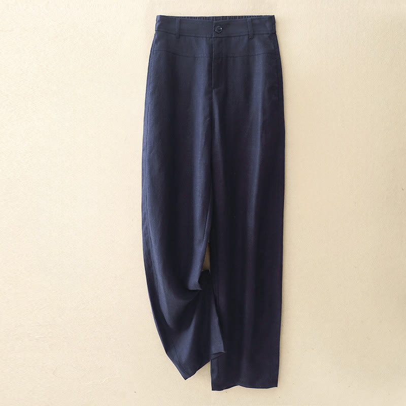 Buddha Stones Spring Summer Minimalist Casual Solid Zipper Design Long Pants Women's Straight Leg Pants With Pockets - MidnightBlue - US8-10, UK/AU12-14, EU40-42 (2XL) - image 10