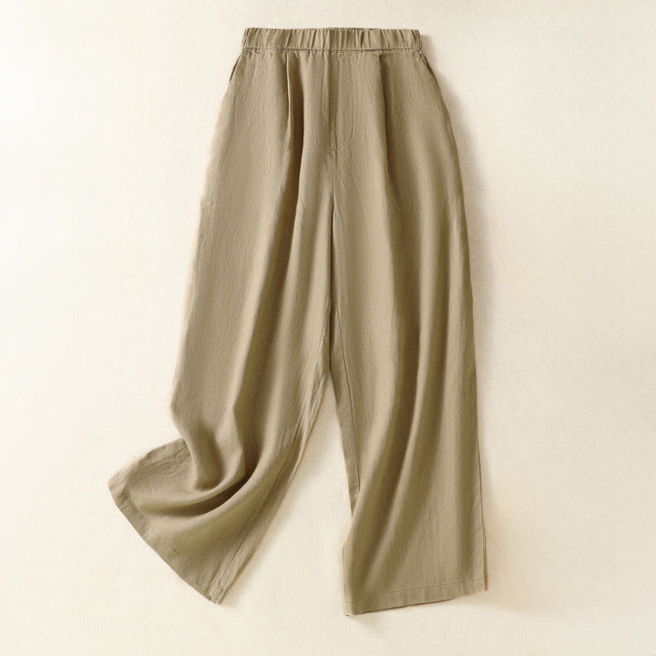 Buddha Stones Spring Summer Casual Minimalist Solid Capri Pants Women's Straight Leg Pants With Pockets - Tan - US8-10, UK/AU12-14, EU40-42 (2XL) - image 6