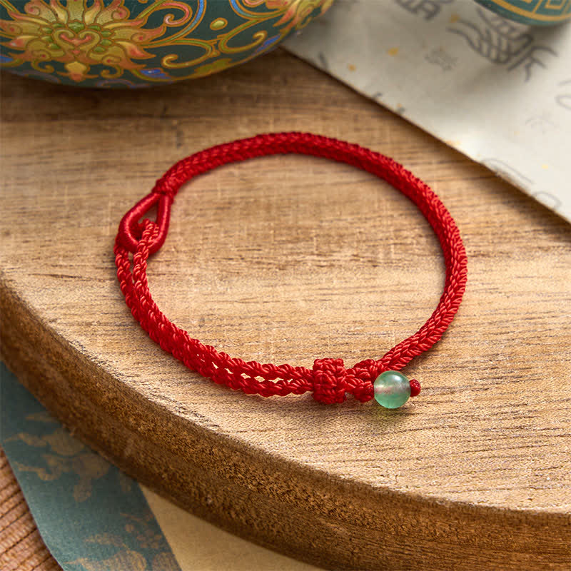 Buddha Stones Green Aventurine Red String Balance Bracelet - Green Aventurine - Red String - image 0