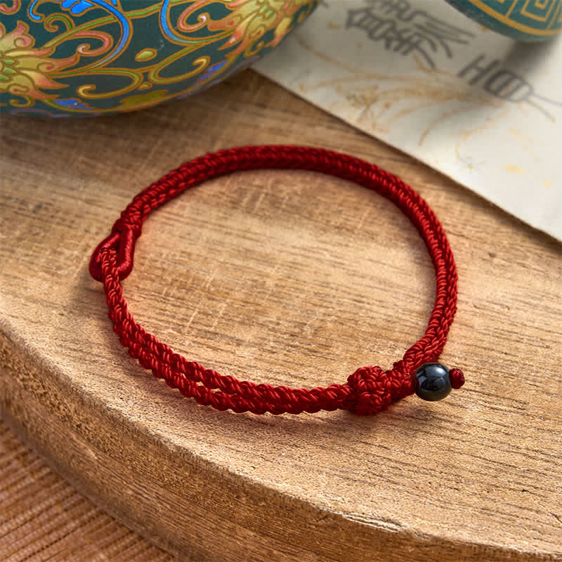 Buddha Stones Green Aventurine Red String Balance Bracelet - Black Onyx - Dark Red String - image 33