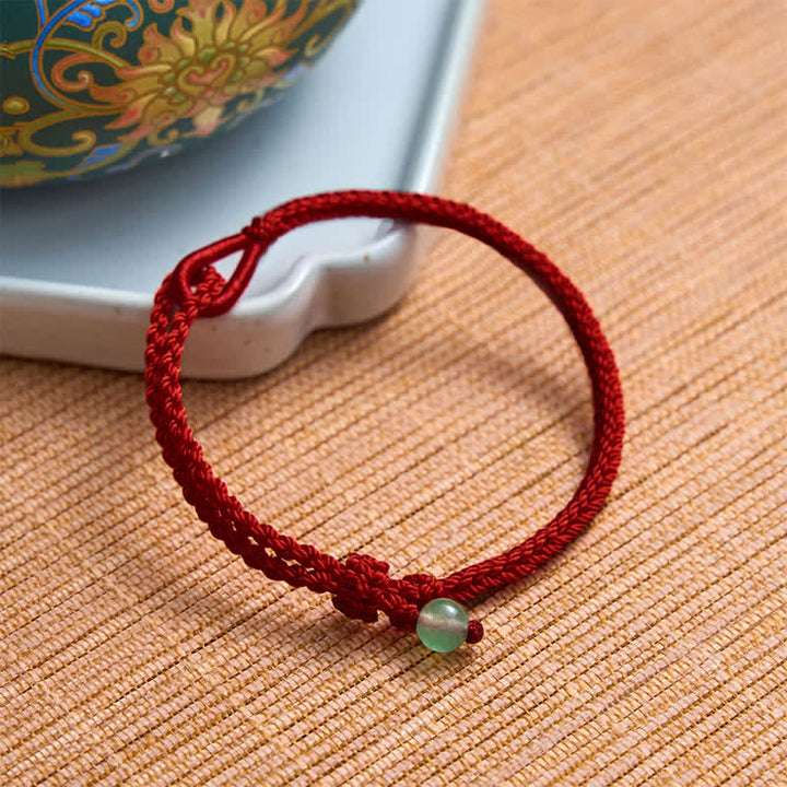 Buddha Stones Green Aventurine Red String Balance Bracelet - Green Aventurine - Dark Red String - image 7
