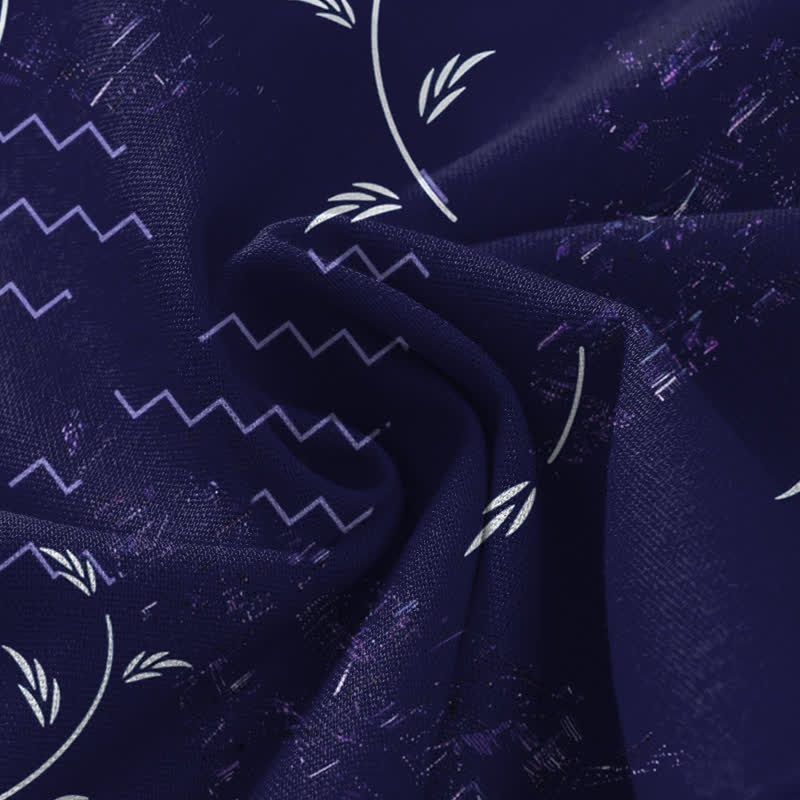 Buddha Stones Cotton Linen Botanical Wave Pattern Women's Elastic Waist Wide Leg Pants With Pockets - image 4