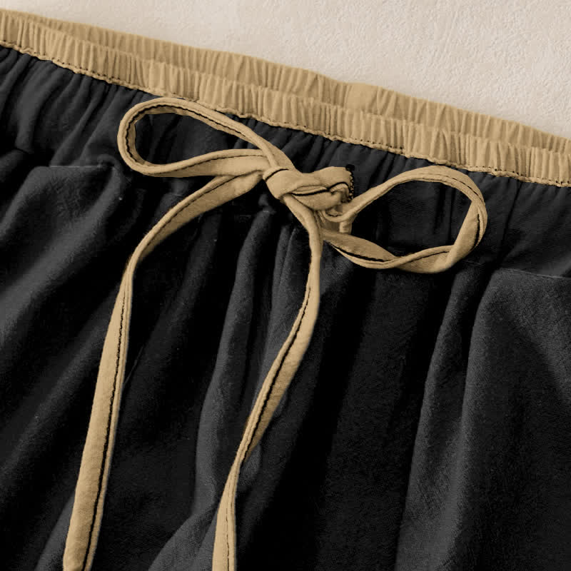 Buddha Stones Pure Cotton Whimsical Cat Pattern Women's Elastic Waist Pants With Pockets - image 1