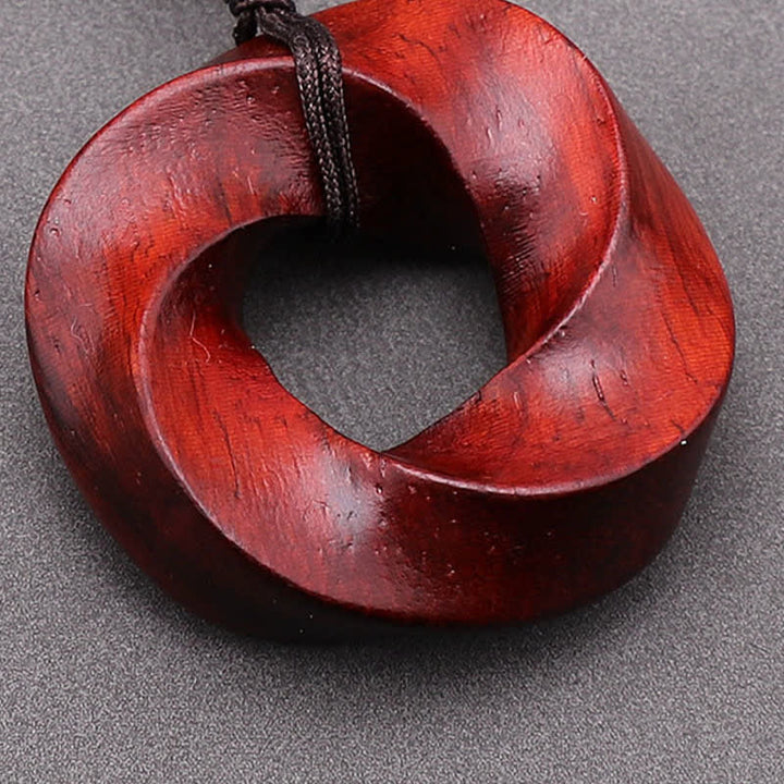 Buddha Stones Red Sandalwood Infinite Knot Eternity Rope Pendant Necklace - image 11