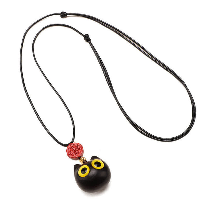 Buddha Stones Ebony Wood Red Sandalwood Lucky Cat Adjustable Balance Necklace - image 10