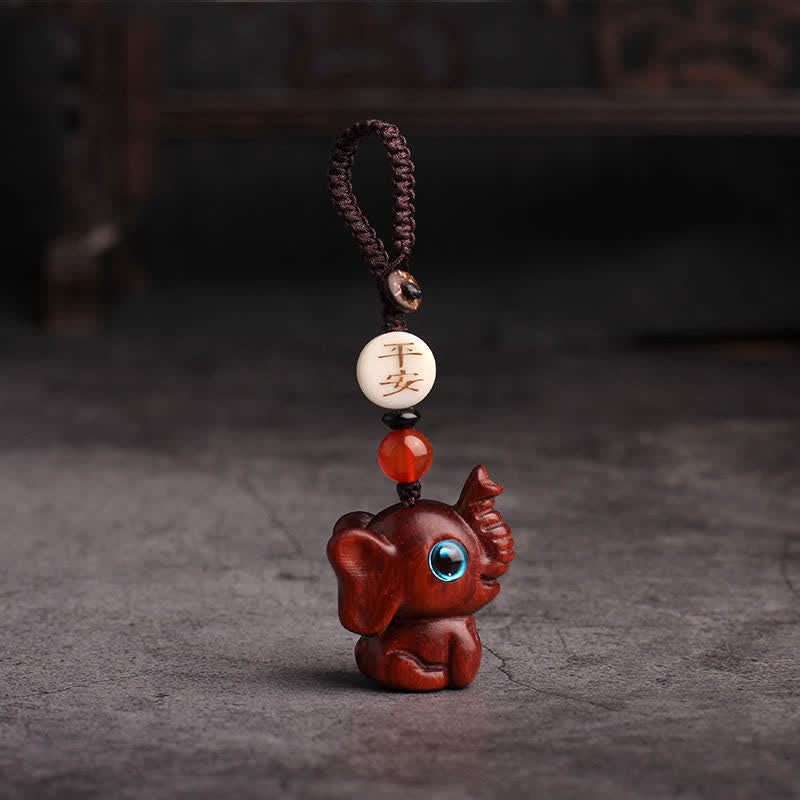 Buddha Stones Green Sandalwood Elephant STRENGTH Braided Keychains - Peace Chinese Red Sandalwood - image 9