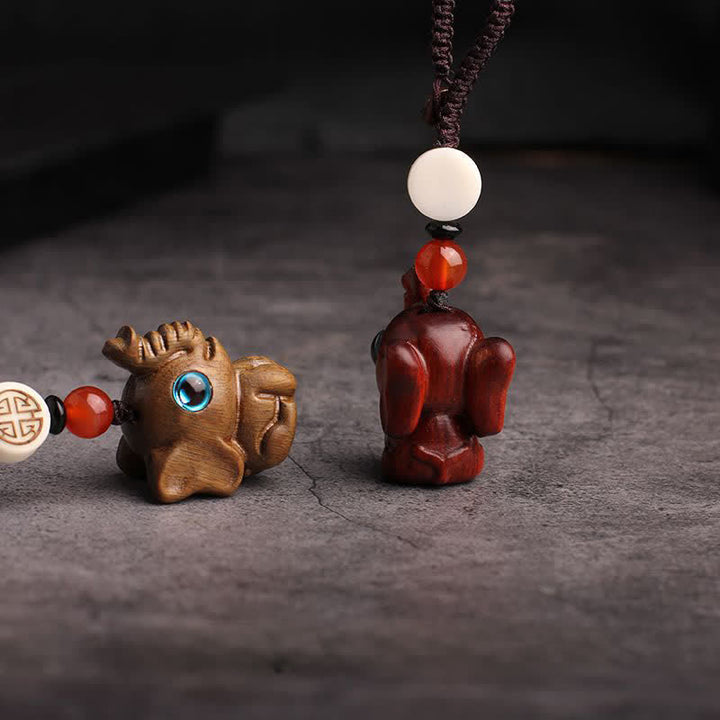 Buddha Stones Green Sandalwood Elephant STRENGTH Braided Keychains - image 11