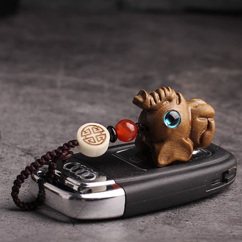 Buddha Stones Green Sandalwood Elephant STRENGTH Braided Keychains - image 1