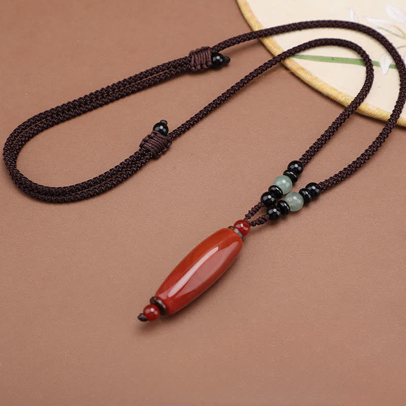 Buddha Stones Green Agate Red Agate Balance Braided Oval Pendant Necklace - Natural Red Agate(Color May Vary) - image 8