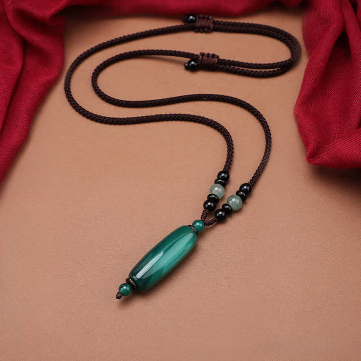 Buddha Stones Green Agate Red Agate Balance Braided Oval Pendant Necklace - Natural Green Agate(Color May Vary) - image 0