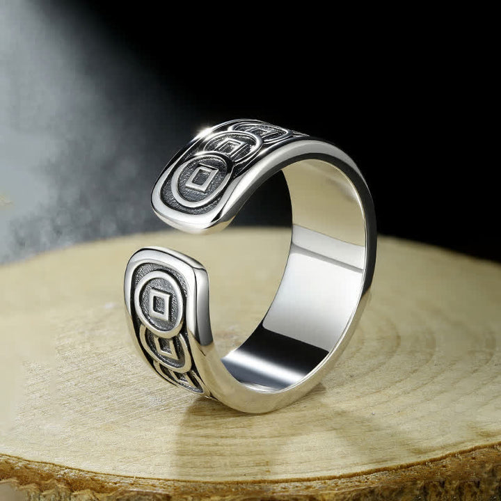 Buddha Stones Tibetan Copper Plated With Silver Yellow Jambhala Protection Adjustable Ring - image 3