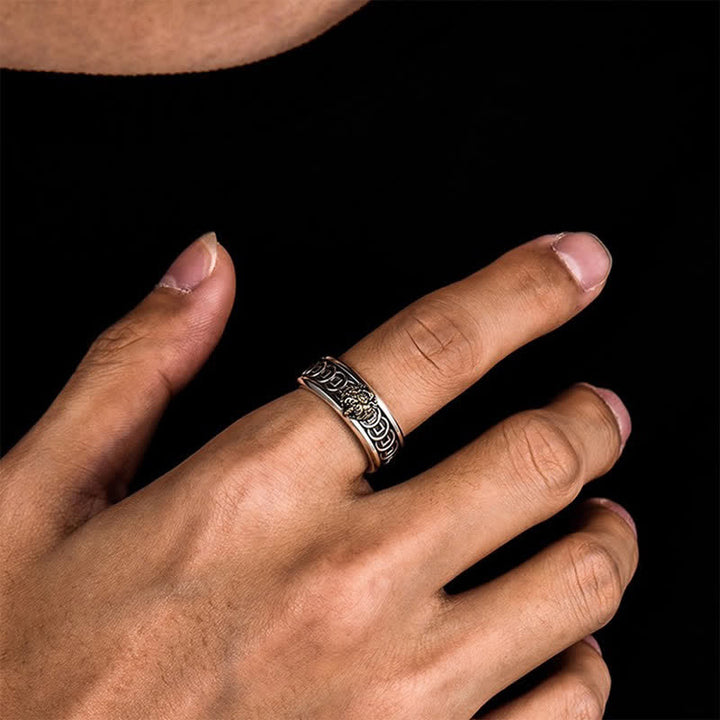 Buddha Stones Tibetan Copper Plated With Silver Yellow Jambhala Protection Adjustable Ring - image 7