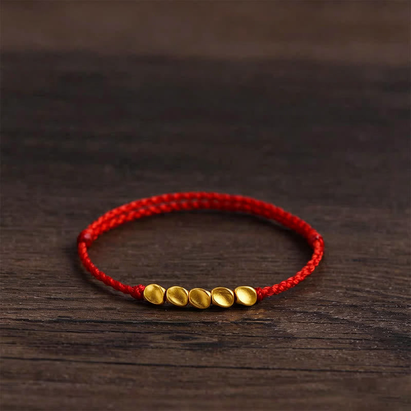 Buddha Stones Hand-Woven Red String Twisted Beads Protection Braided Adjustable Bracelet - Red String - image 0