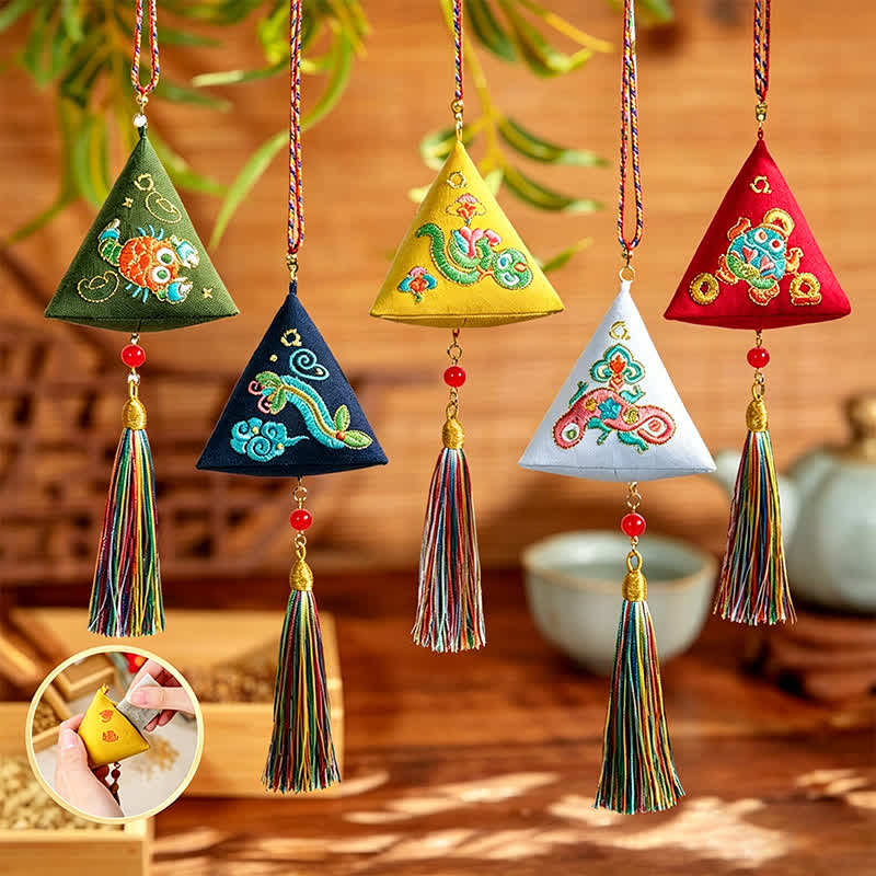 Buddha Stones Embroidery Zongzi Triangle Scorpion Cute Animal Decor - image 25