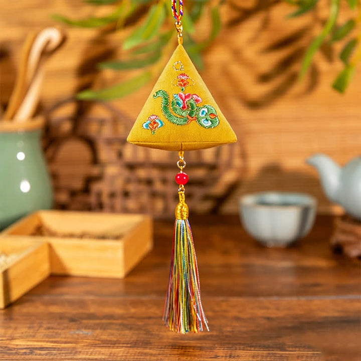 Buddha Stones Embroidery Zongzi Triangle Scorpion Cute Animal Decor - Yellow Green Snake - image 9