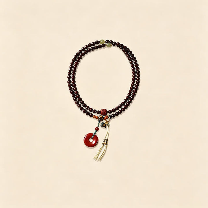 Buddha Stones Red Sandalwood Peace Buckle Protection Hand-Woven 108 Bead Mala - image 6
