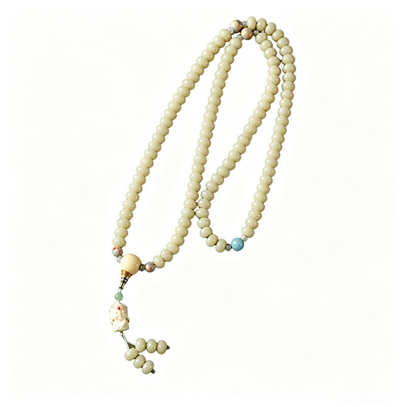 Buddha Stones White Bodhi Seed Bodhisattva Tara Hope Hand-Woven Ethnic 108 Bead Mala - image 10