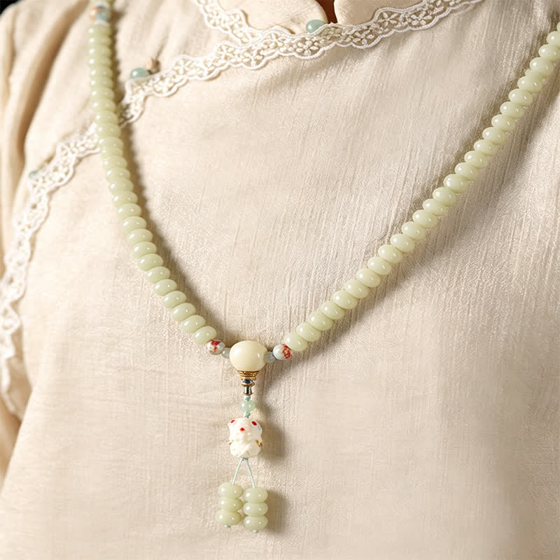 Buddha Stones White Bodhi Seed Bodhisattva Tara Hope Hand-Woven Ethnic 108 Bead Mala - image 9