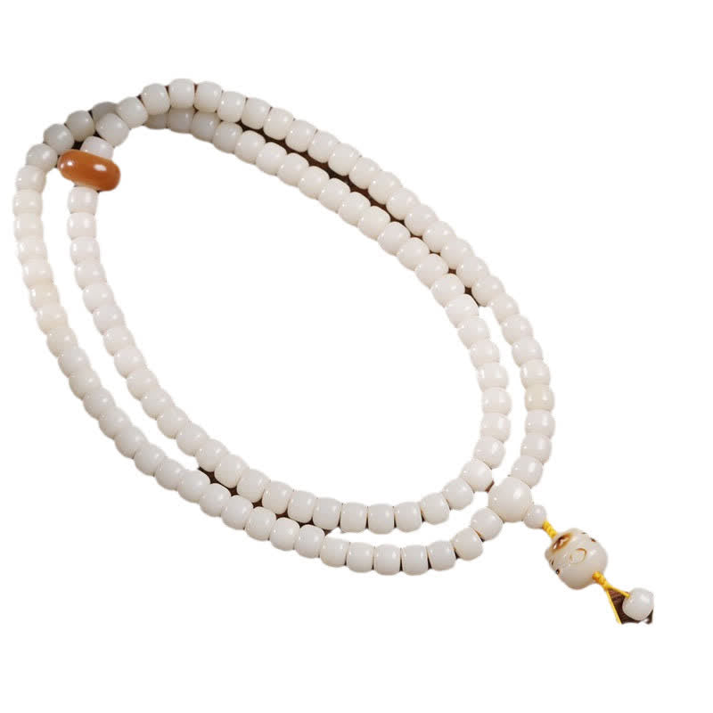 Buddha Stones White Bodhi Seed Cat Purity Hand-Polished Prayer Mala - image 4