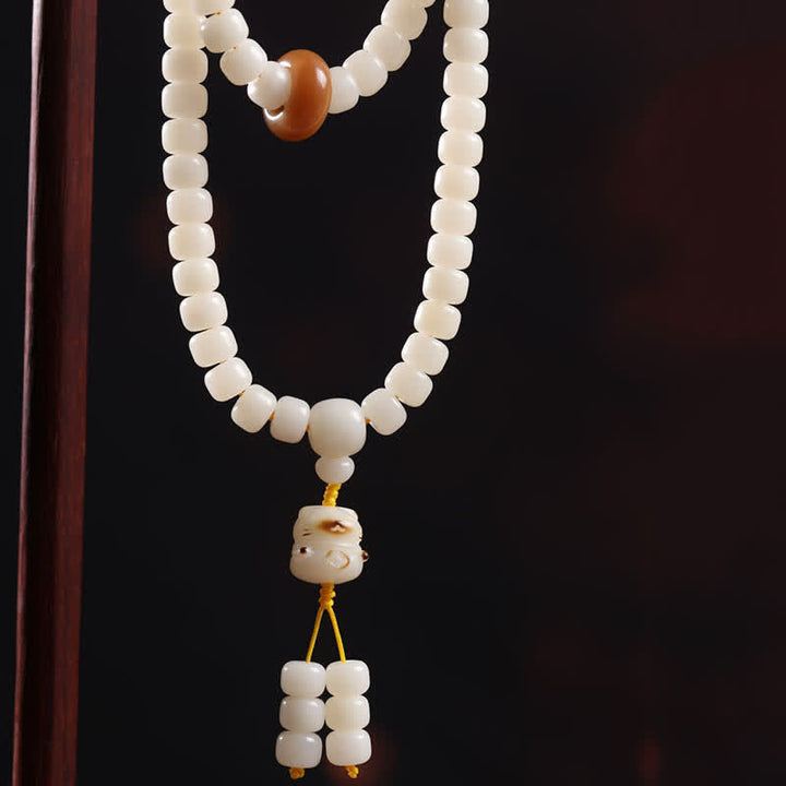 Buddha Stones White Bodhi Seed Cat Purity Hand-Polished Prayer Mala - image 3