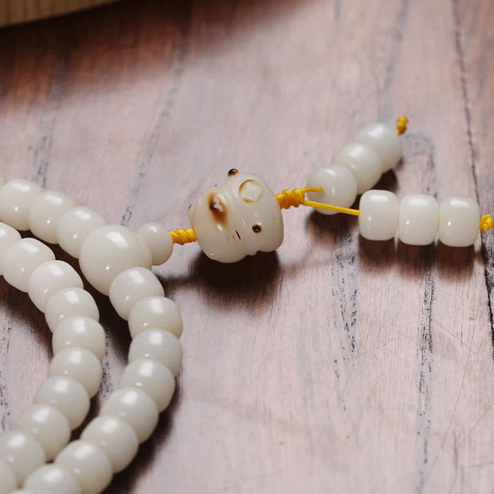 Buddha Stones White Bodhi Seed Cat Purity Hand-Polished Prayer Mala - image 7