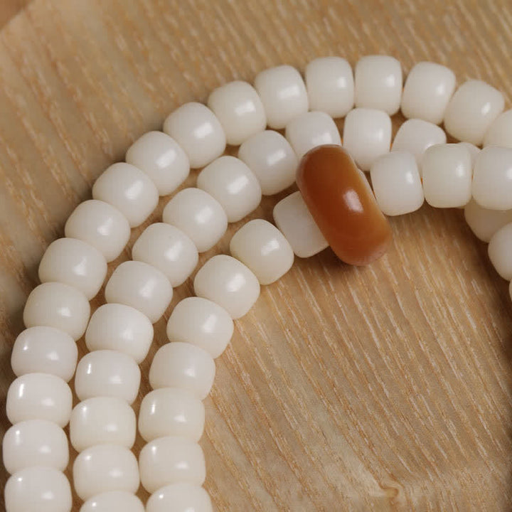 Buddha Stones White Bodhi Seed Cat Purity Hand-Polished Prayer Mala - image 6