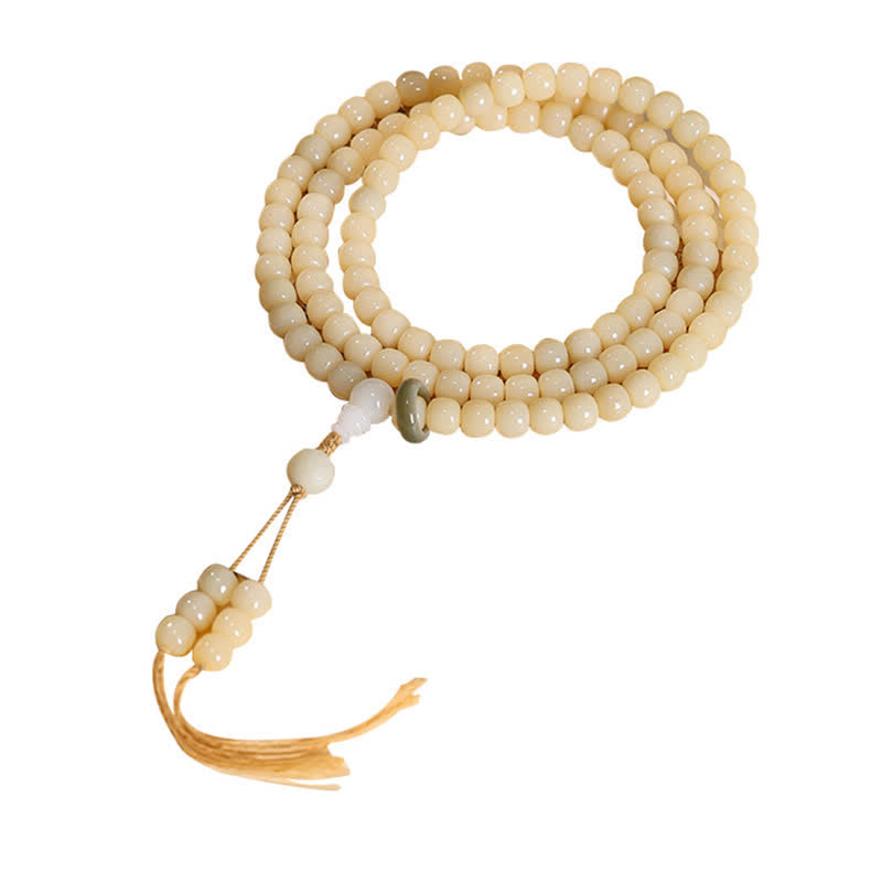 Buddha Stones Bodhi Root Lotus Pendant Purity 108 Bead Hand Polished Round Mala - image 3