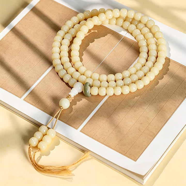 Buddha Stones Bodhi Root Lotus Pendant Purity 108 Bead Hand Polished Round Mala - Barrel Shape Bead - Bodhi Seed (Awakening ♥ Wisdom) - image 0