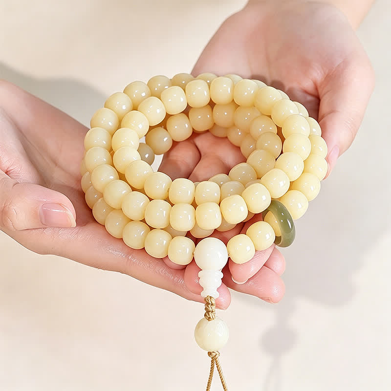 Buddha Stones Bodhi Root Lotus Pendant Purity 108 Bead Hand Polished Round Mala - image 2