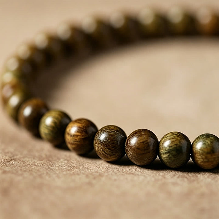 Buddha Stones Green Sandalwood Serenity Hand-Woven Cat Charm Retro Ethnic Mala - image 12