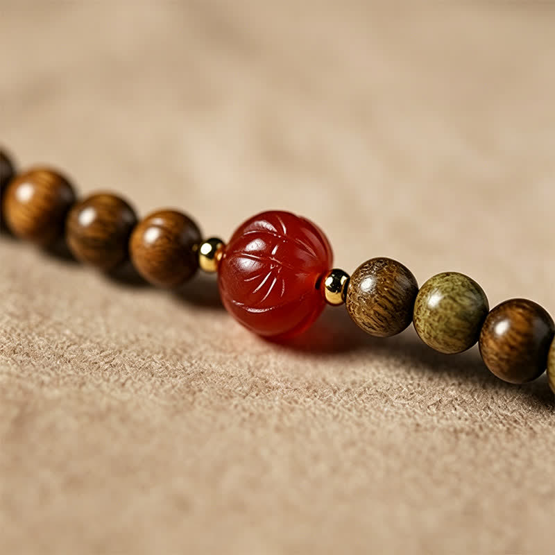 Buddha Stones Green Sandalwood Serenity Hand-Woven Cat Charm Retro Ethnic Mala - image 15