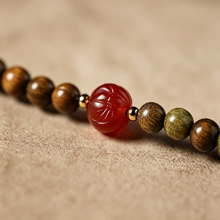 Buddha Stones Green Sandalwood Serenity Hand-Woven Cat Charm Retro Ethnic Mala - image 15
