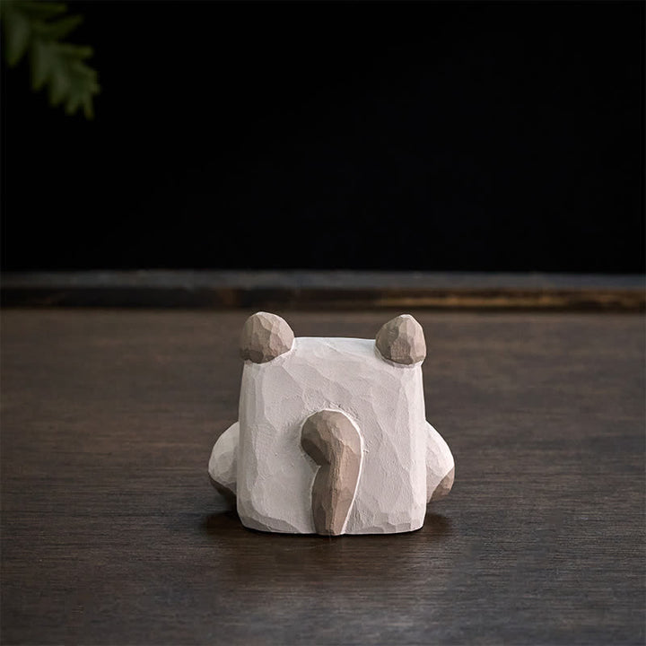 Buddha Stones Basswood Cute Animal Hand-Carved Desk Decoration - image 7