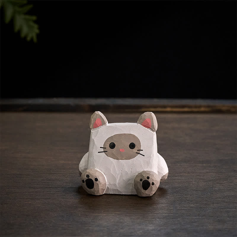 Buddha Stones Basswood Cute Animal Hand-Carved Desk Decoration - image 4