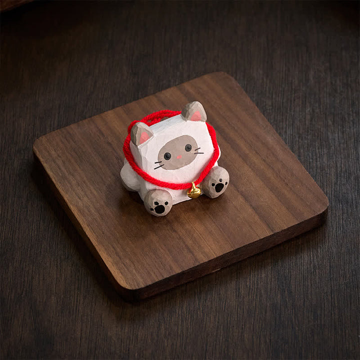 Buddha Stones Basswood Cute Animal Hand-Carved Desk Decoration - image 2