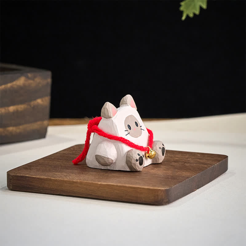 Buddha Stones Basswood Cute Animal Hand-Carved Desk Decoration - image 3