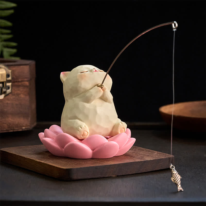 Buddha Stones Resin Lotus New Beginnings Cute Animal Fishing Desk Decor - image 1